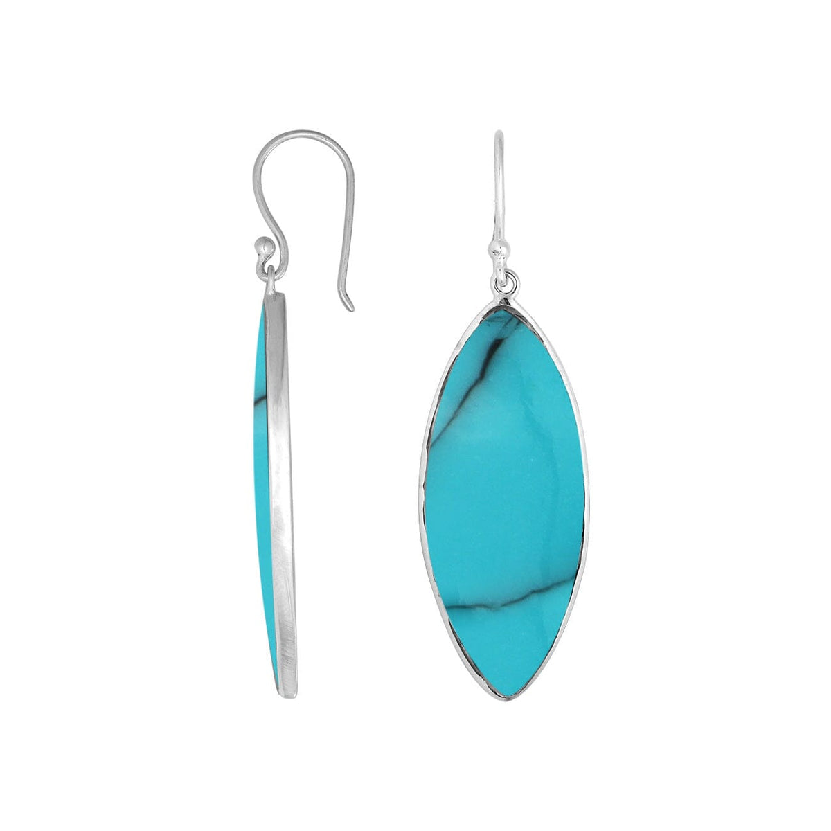 AE-6238-TQ Sterling Silver Earring With Turquoise Shell Jewelry Bali Designs Inc 
