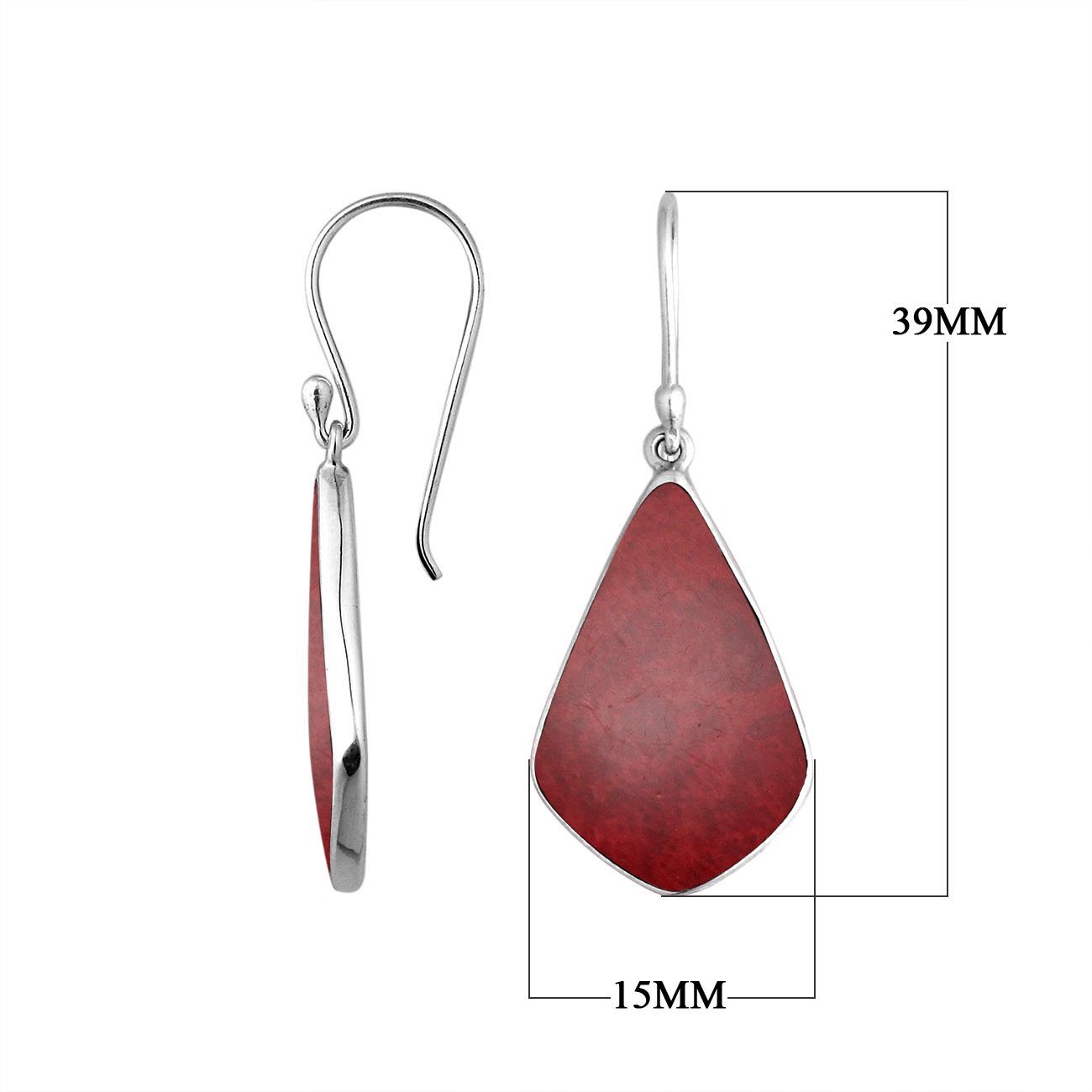 AE-6246-CR Sterling Silver Fancy Shape Earring With Coral Jewelry Bali Designs Inc 