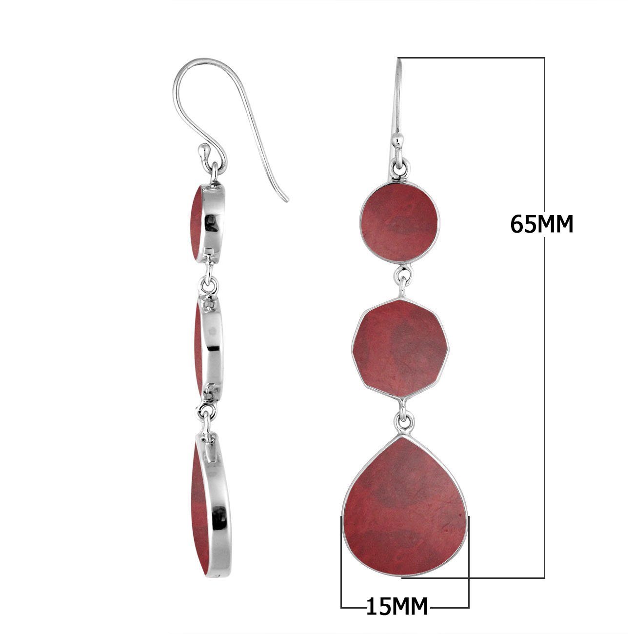 AE-6248-CR Sterling Silver Earring With Coral Jewelry Bali Designs Inc 