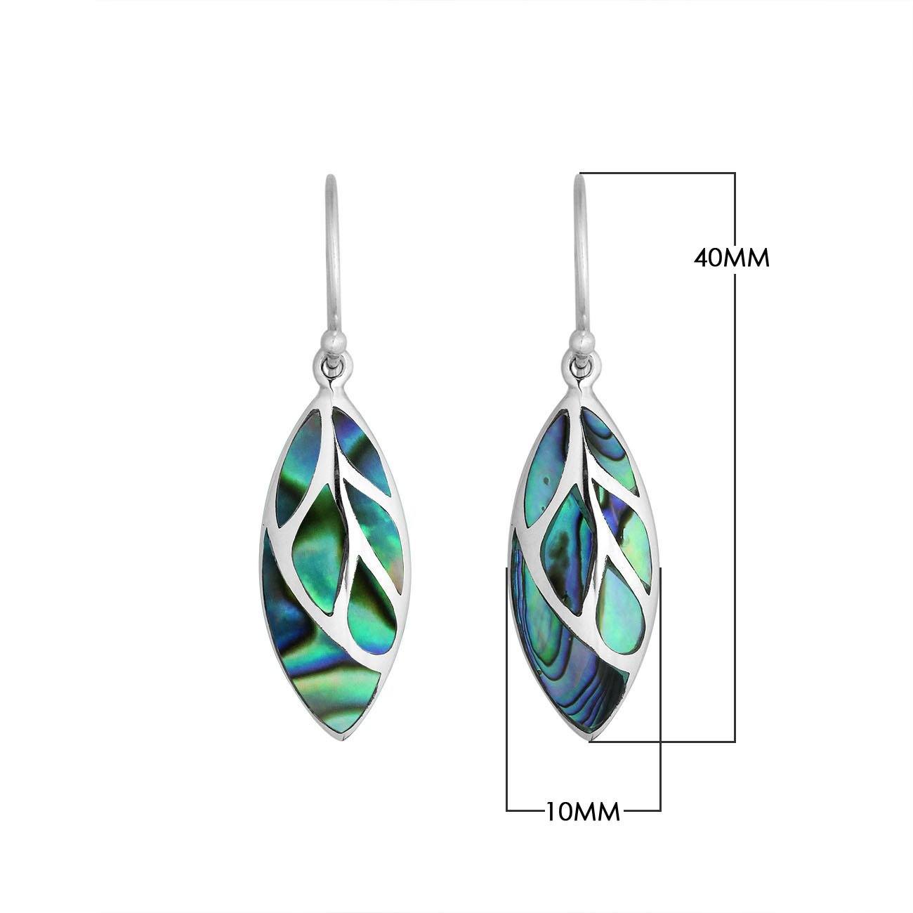 AE-6253-AB Sterling Silver Fancy Earring With Abalone Shell Jewelry Bali Designs Inc 