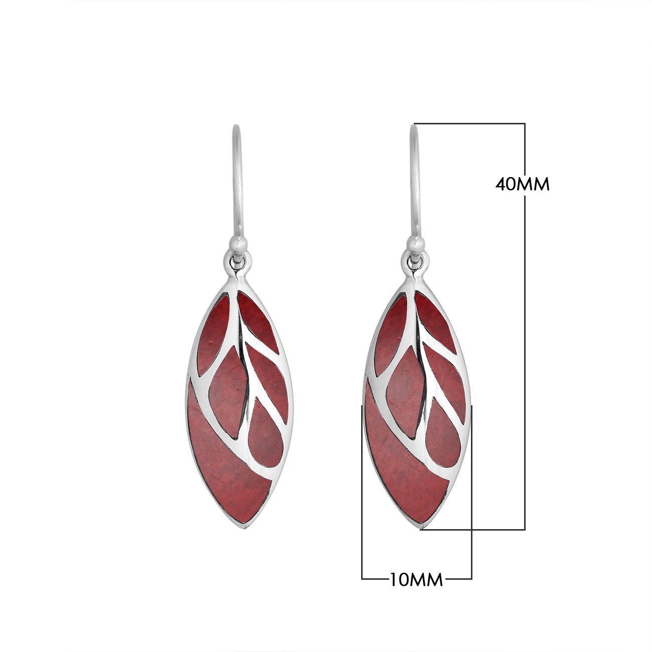 AE-6253-CR Sterling Silver Fancy Earring With Coral Jewelry Bali Designs Inc 