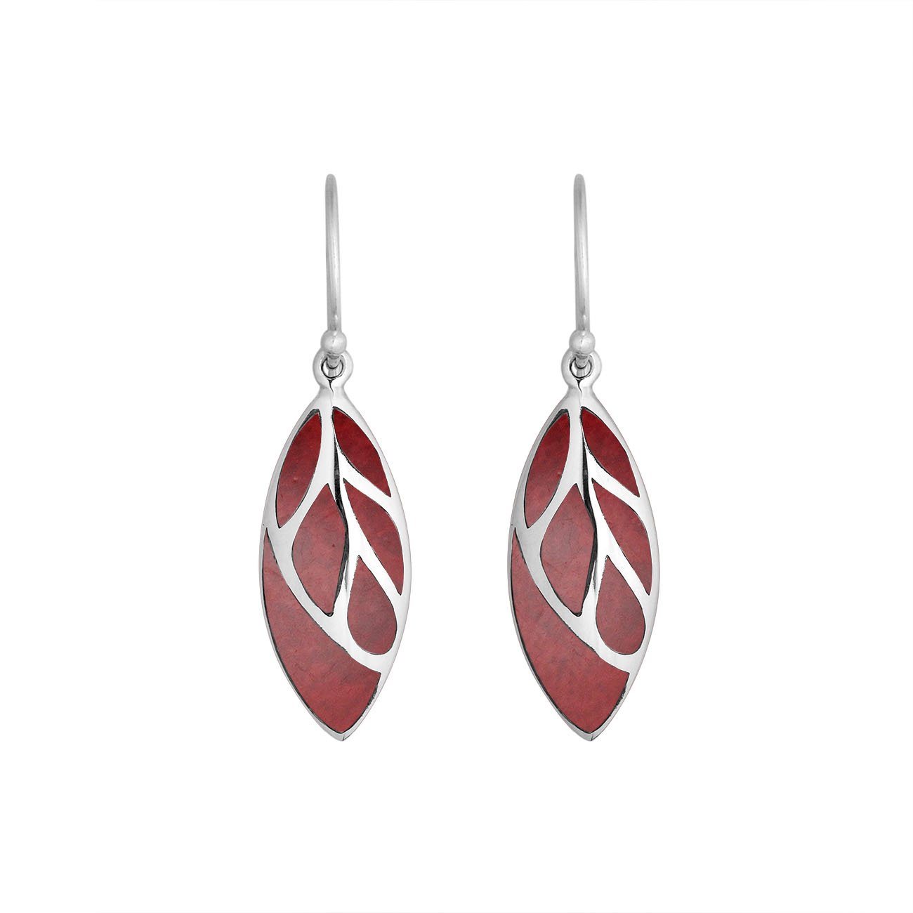 AE-6253-CR Sterling Silver Fancy Earring With Coral Jewelry Bali Designs Inc 