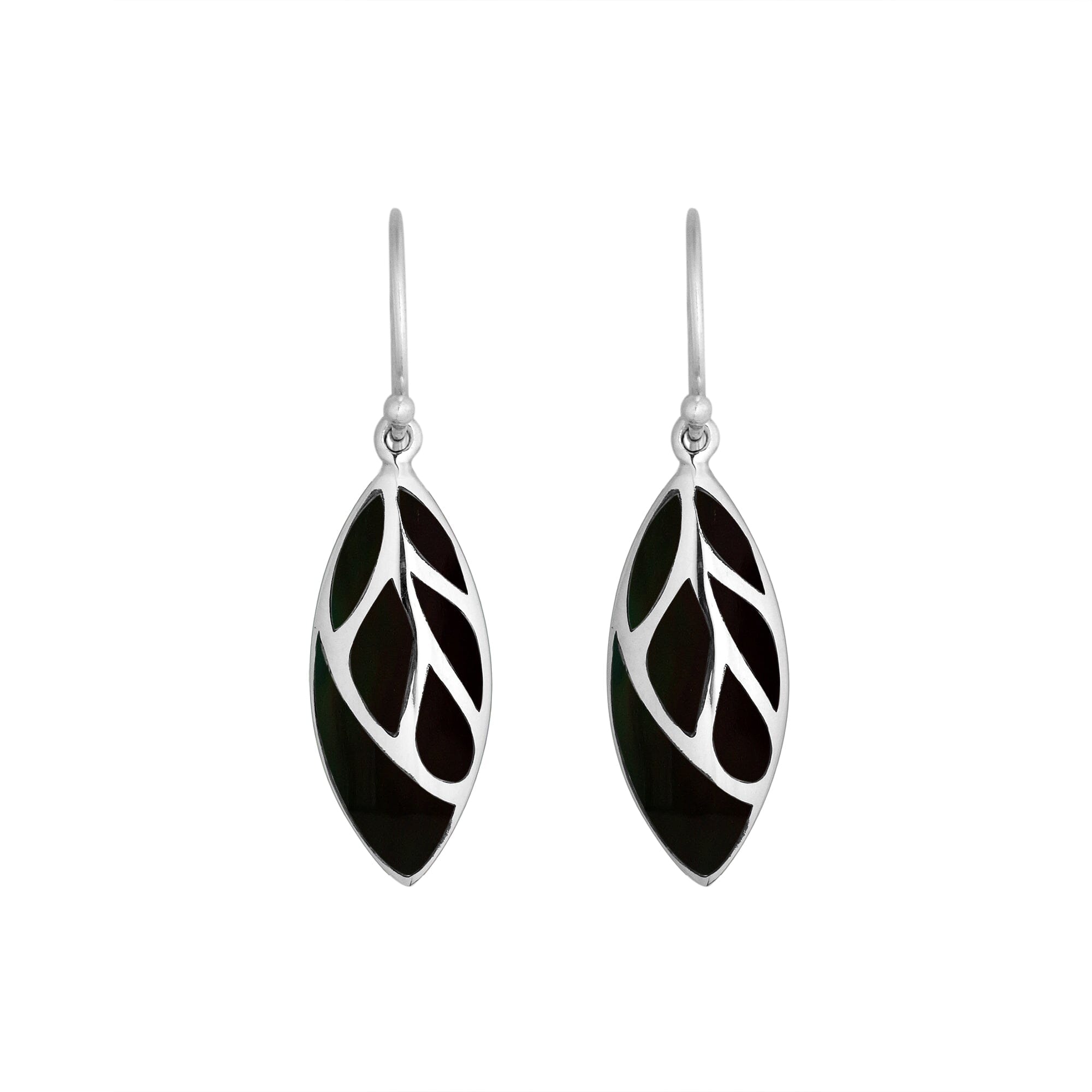 AE-6253-SHB Sterling Silver Earring With Black Shell Jewelry Bali Designs Inc 