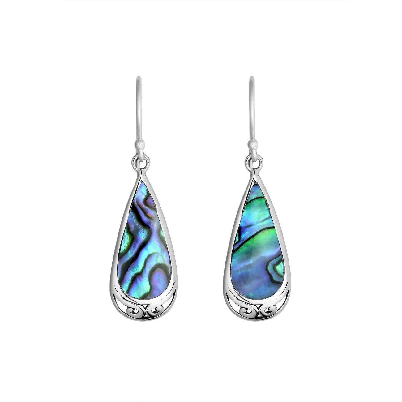 AE-6254-AB Sterling Silver Earring With Abalone Shell Jewelry Bali Designs Inc 