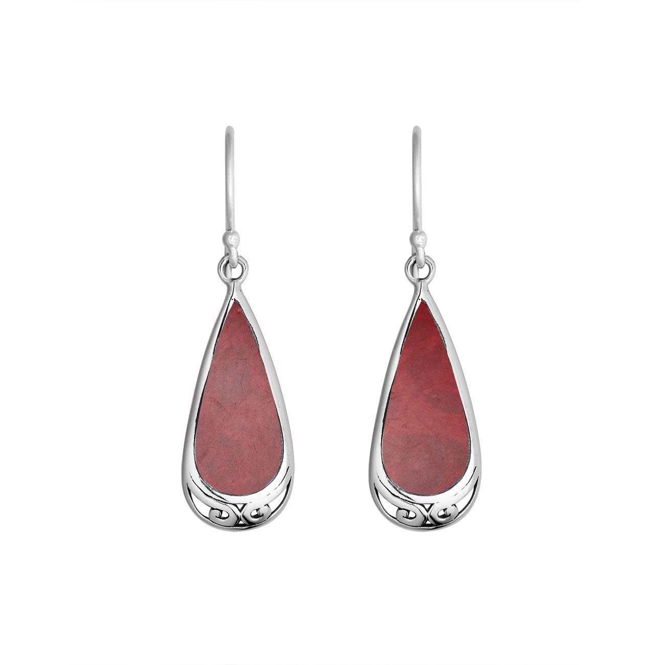 AE-6254-CR Sterling Silver Earring With Coral Jewelry Bali Designs Inc 