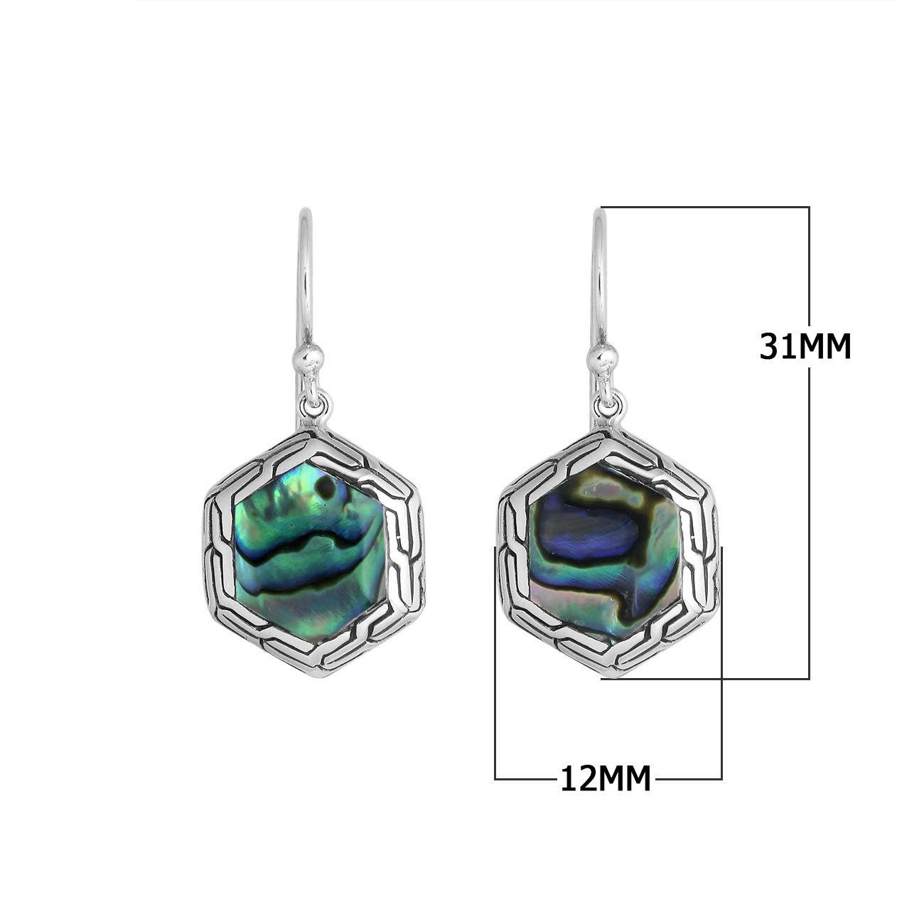 AE-6255-AB Sterling Silver Earring With Abalone Shell Jewelry Bali Designs Inc 