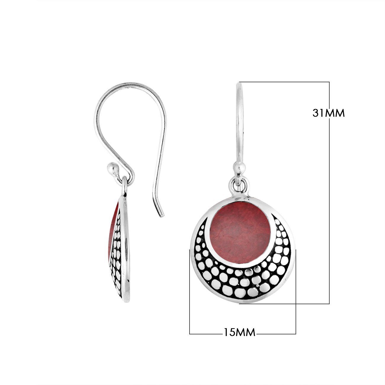 AE-6259-CR Sterling Silver Earring With Coral Jewelry Bali Designs Inc 