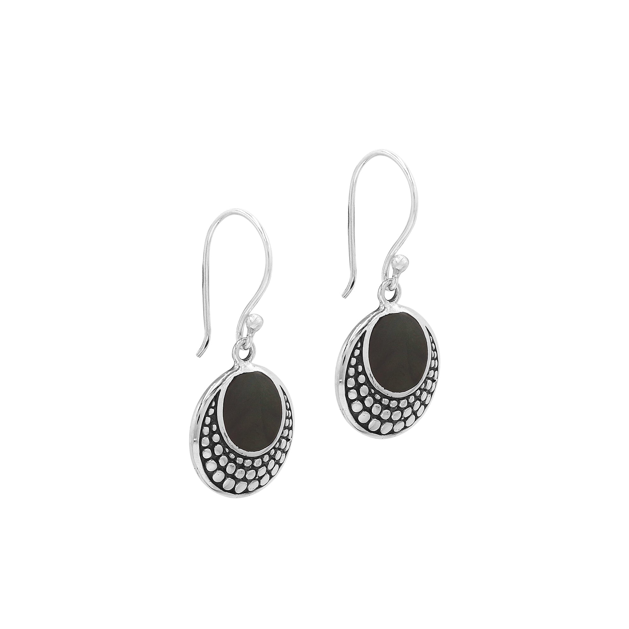 AE-6259-SHB Sterling Silver Earring With Black Shell Jewelry Bali Designs Inc 