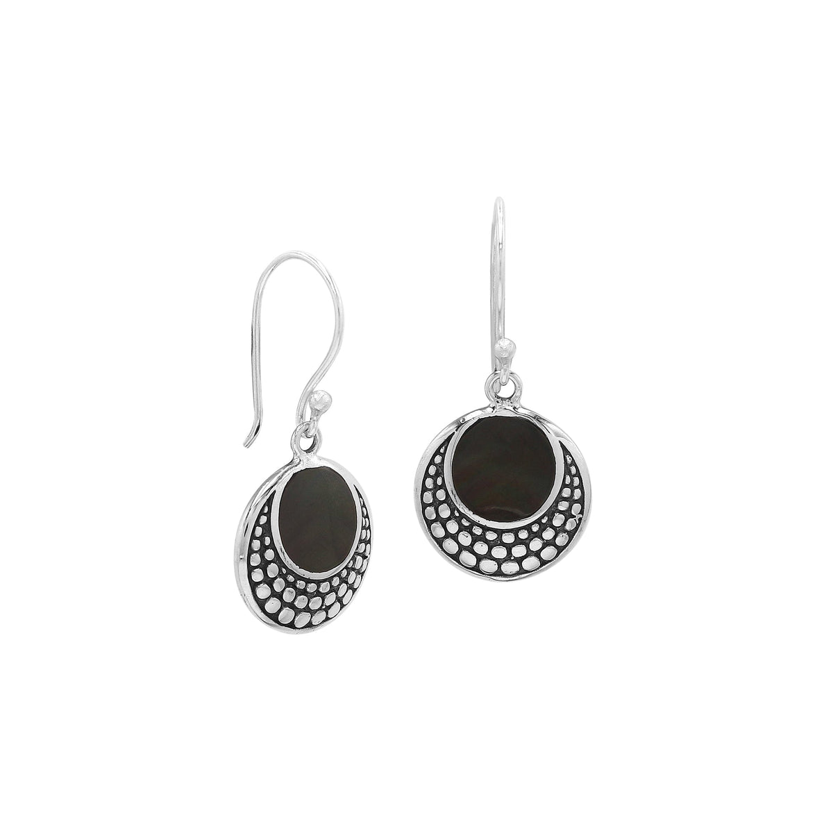 AE-6259-SHB Sterling Silver Earring With Black Shell Jewelry Bali Designs Inc 