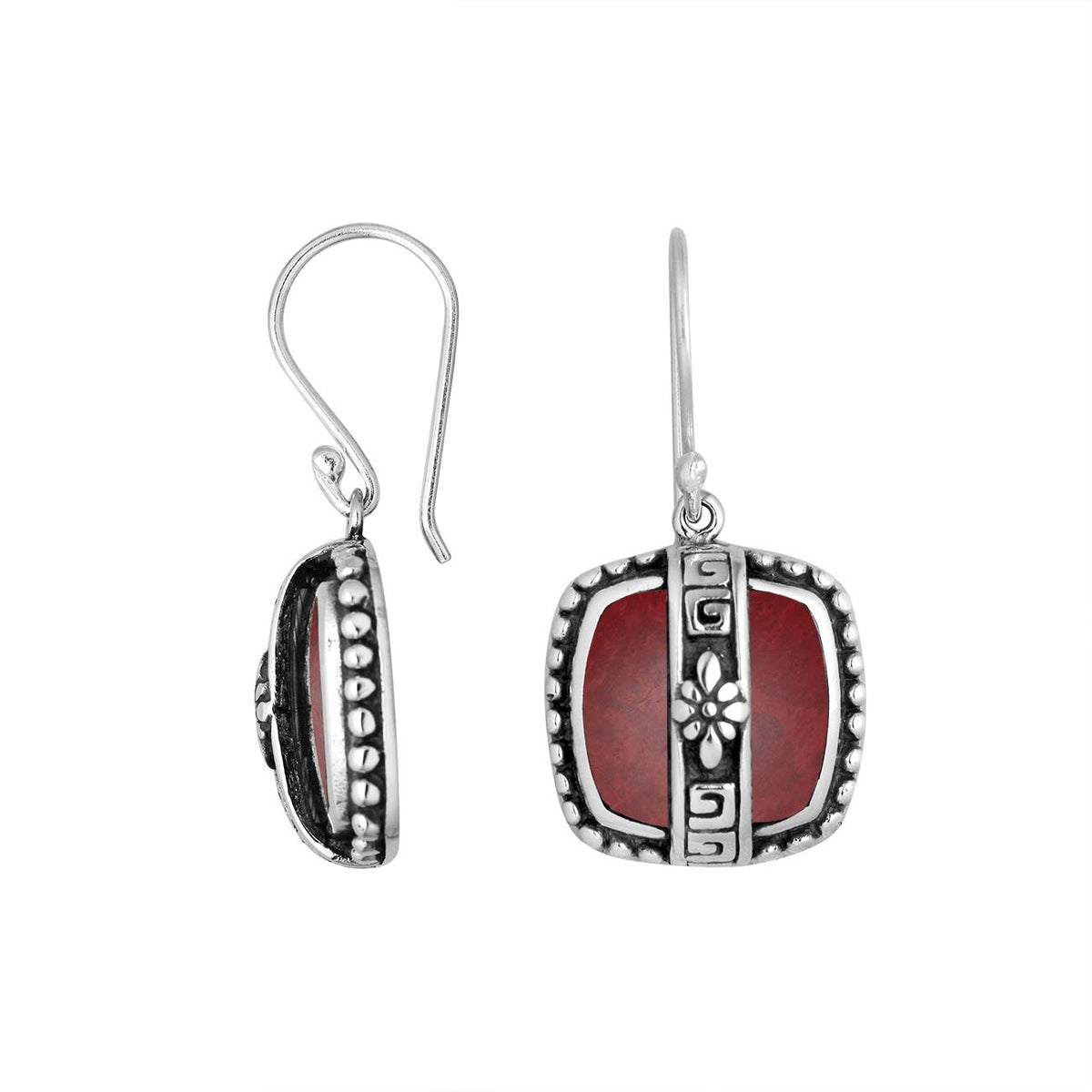 AE-6263-CR Sterling Silver Earring With Coral Jewelry Bali Designs Inc 