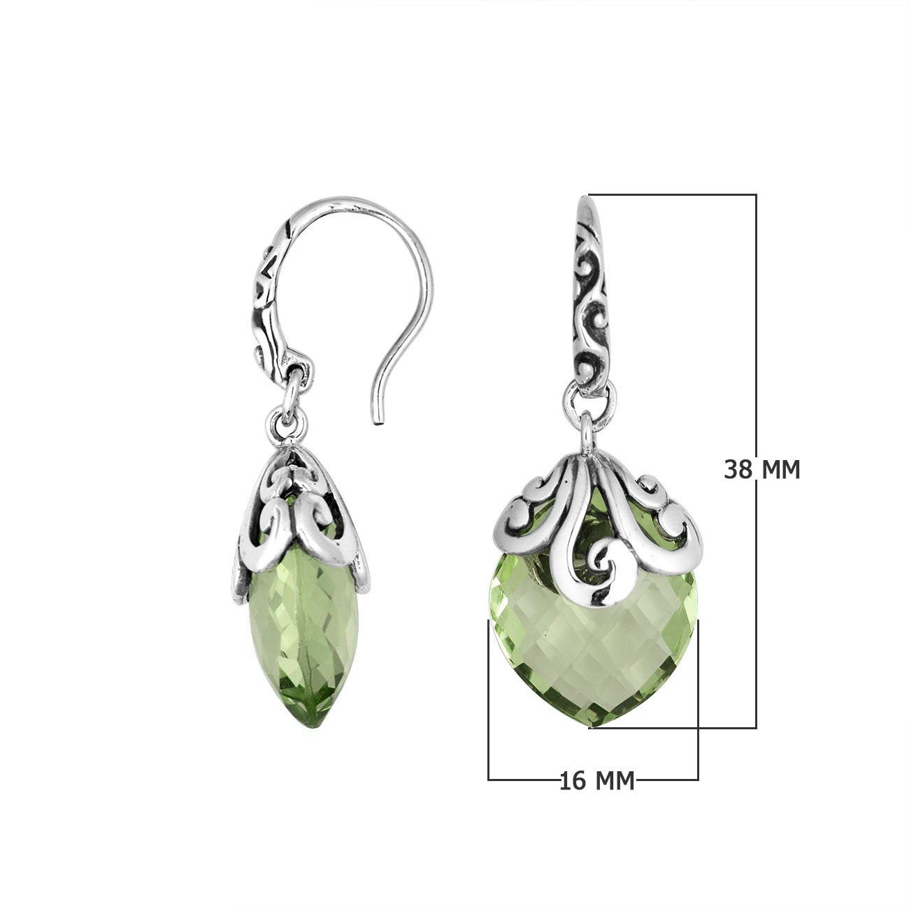 AE-6264-GAM Sterling Silver Earring With Green Amethyst Q. Jewelry Bali Designs Inc 