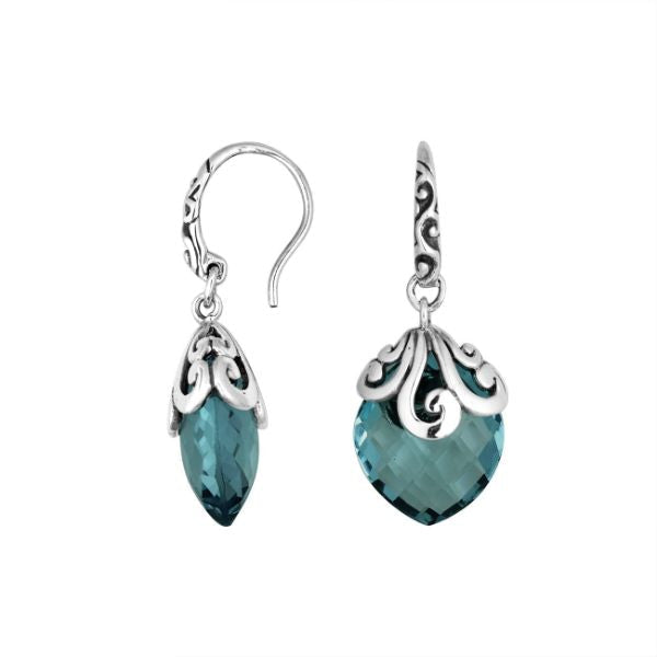AE-6264-LBT Sterling Silver Earring With London Blue Topaz Q. Jewelry Bali Designs Inc 