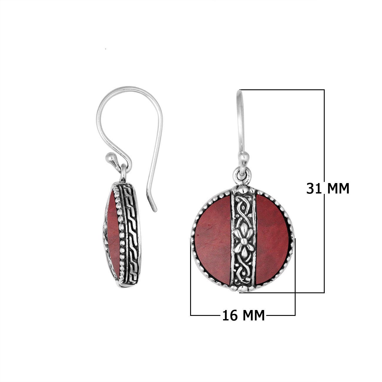 AE-6265-CR Sterling Silver Earring With Coral Jewelry Bali Designs Inc 