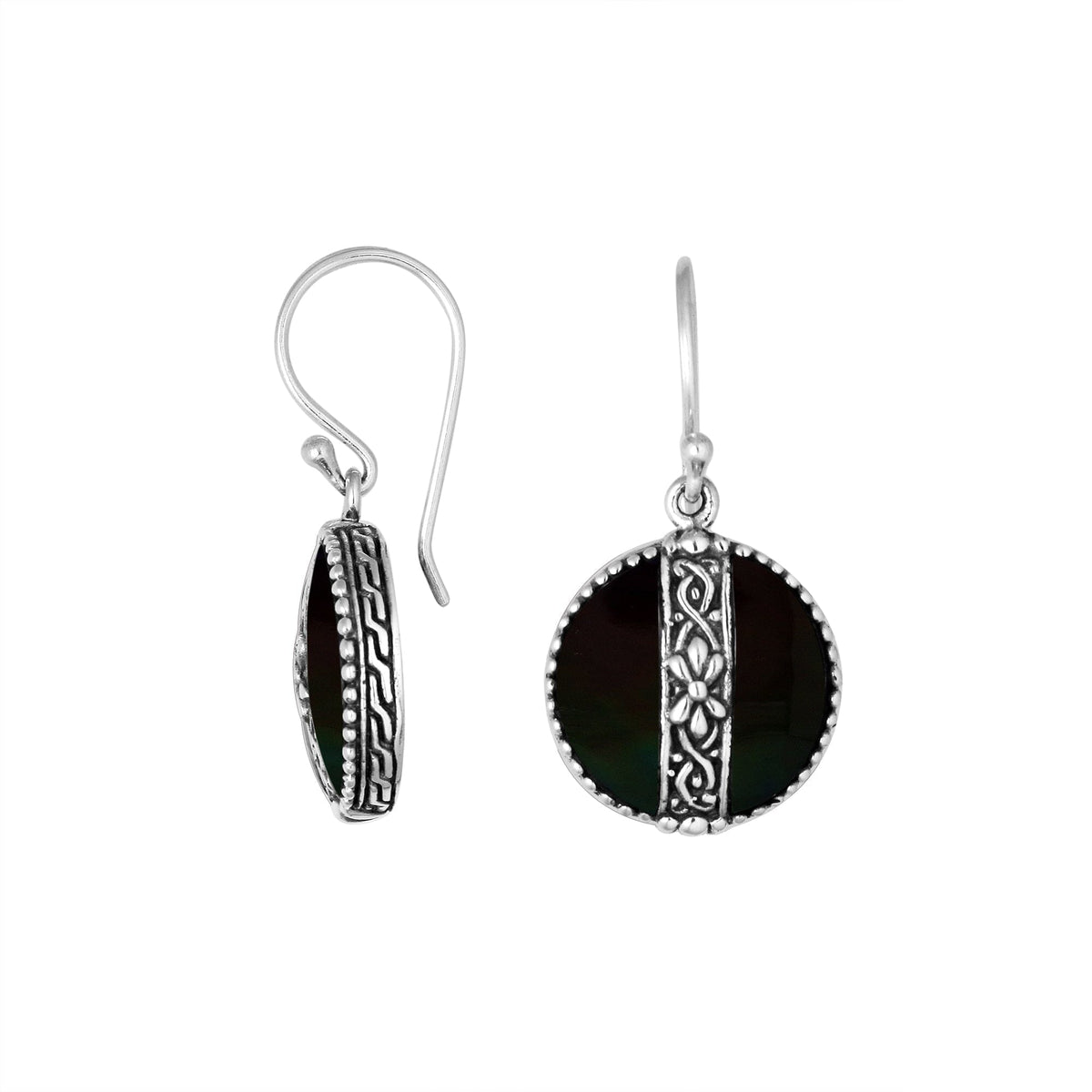 AE-6265-SHB Sterling Silver Earring With Black Shell Jewelry Bali Designs Inc 