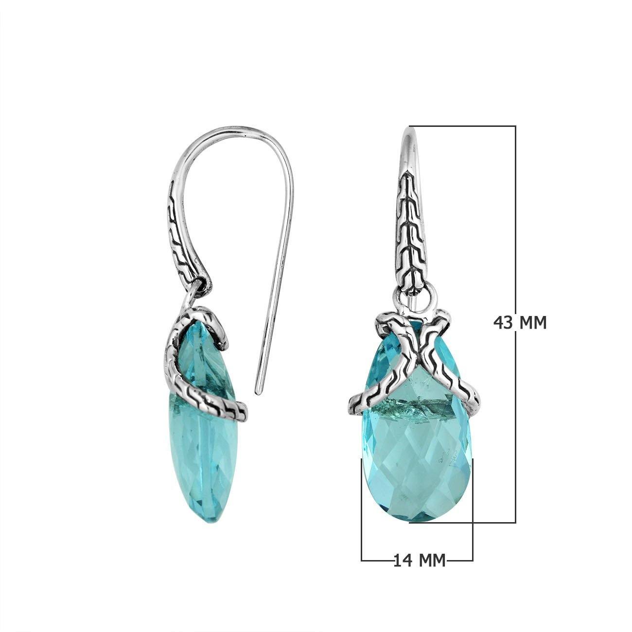 AE-6267-BT Sterling Silver Earring With Blue Topaz Q. Jewelry Bali Designs Inc 