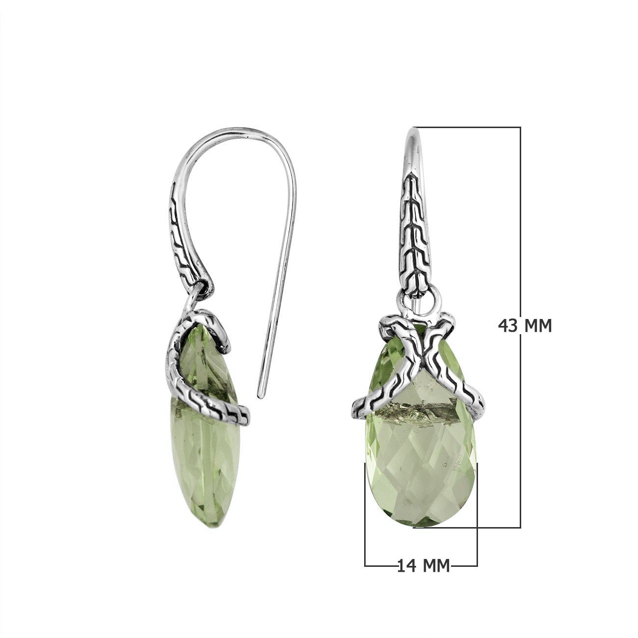 AE-6267-GAM Sterling Silver Earring With Green Amethyst Q. Jewelry Bali Designs Inc 