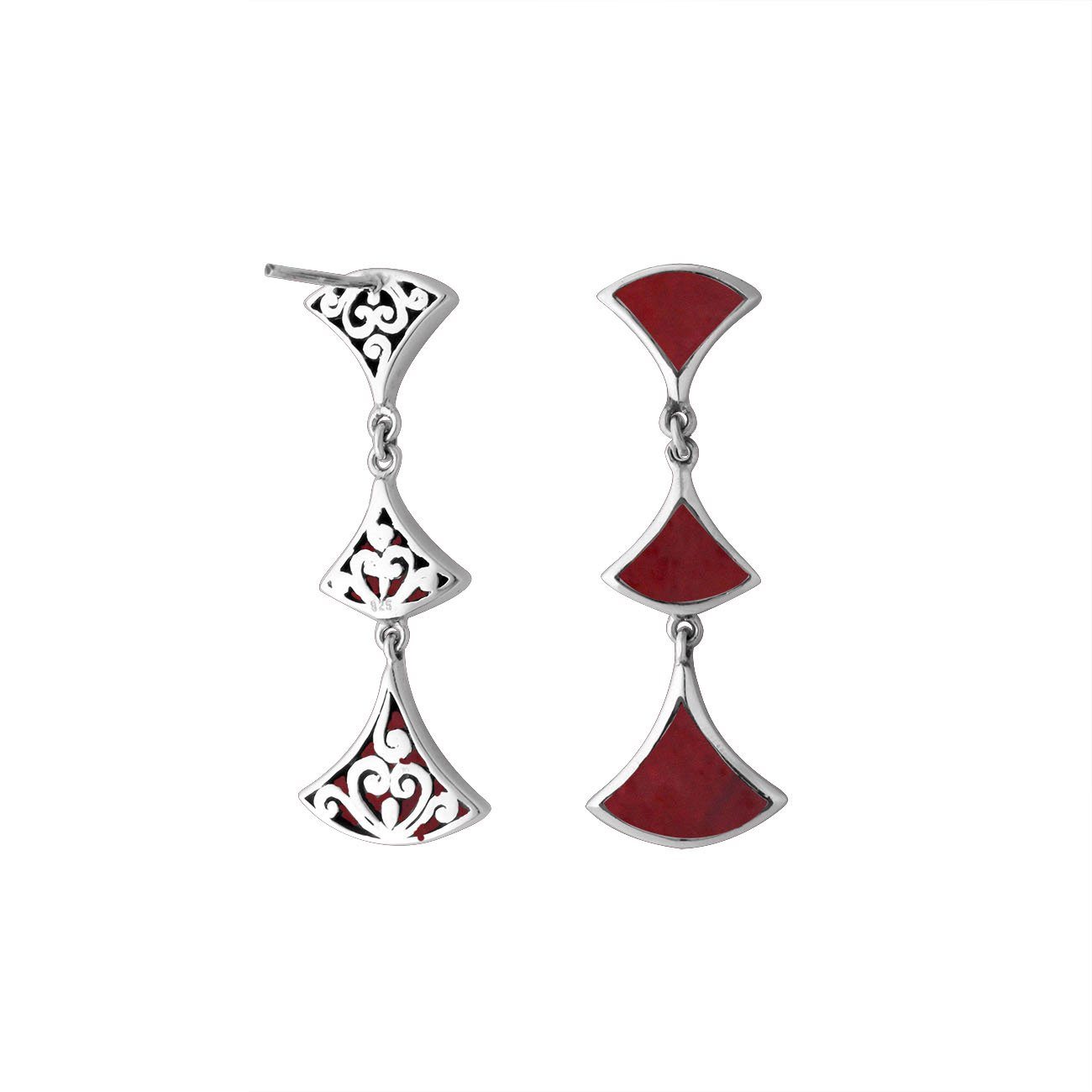 AE-6269-CR Sterling Silver Earring With Coral Jewelry Bali Designs Inc 