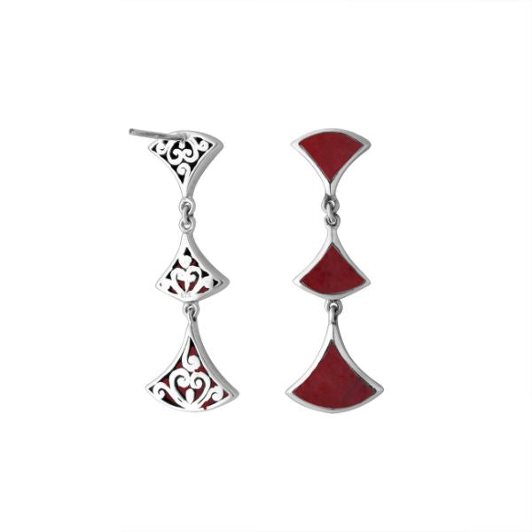AE-6269-CR Sterling Silver Earring With Coral Jewelry Bali Designs Inc 