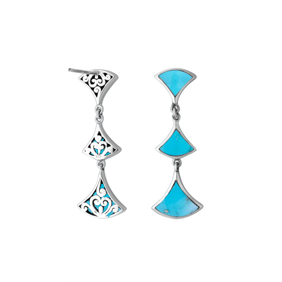 AE-6269-TQ Sterling Silver Earring With Turquoise Jewelry Bali Designs Inc 