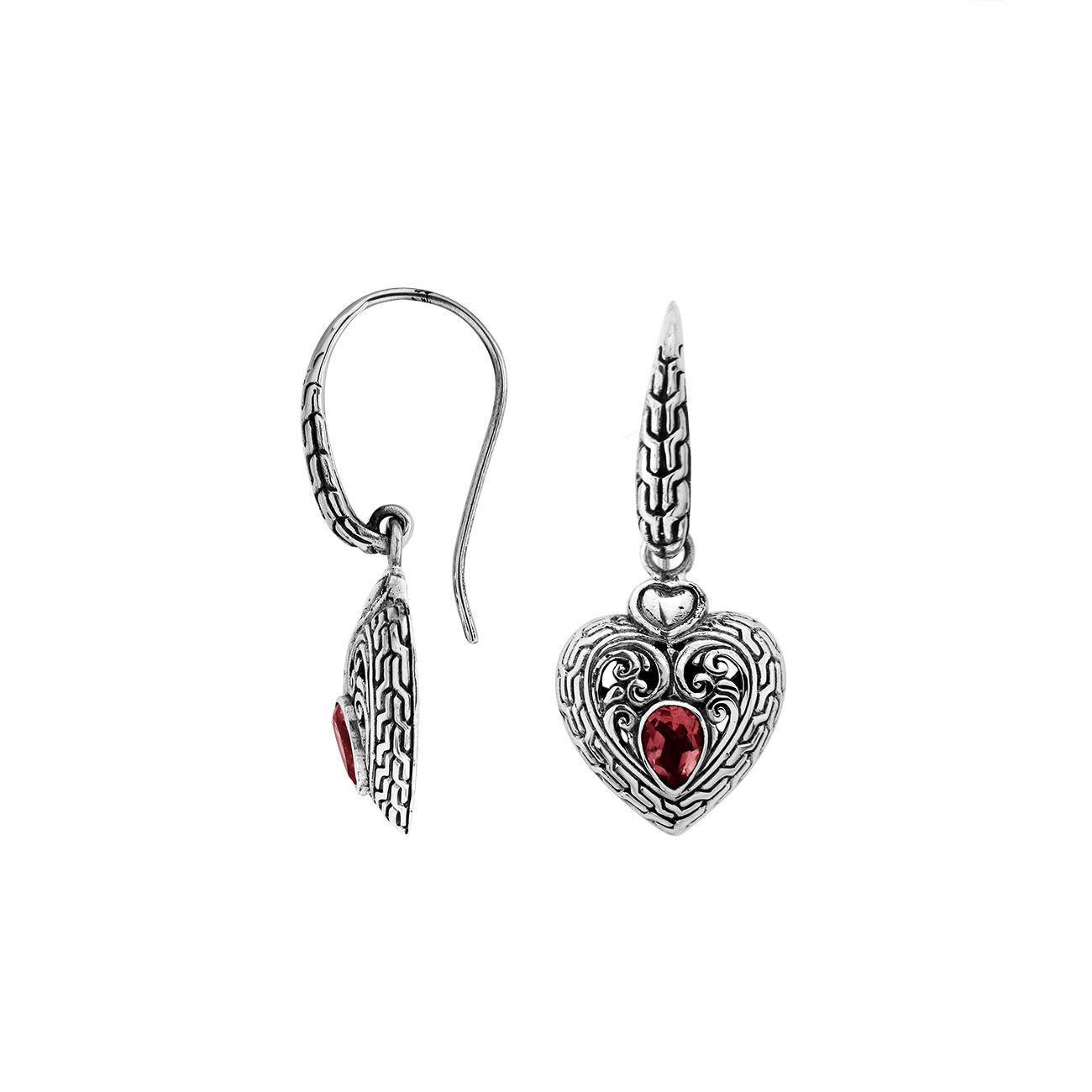 AE-6279-GA Sterling Silver Earring With Garnet Jewelry Bali Designs Inc 
