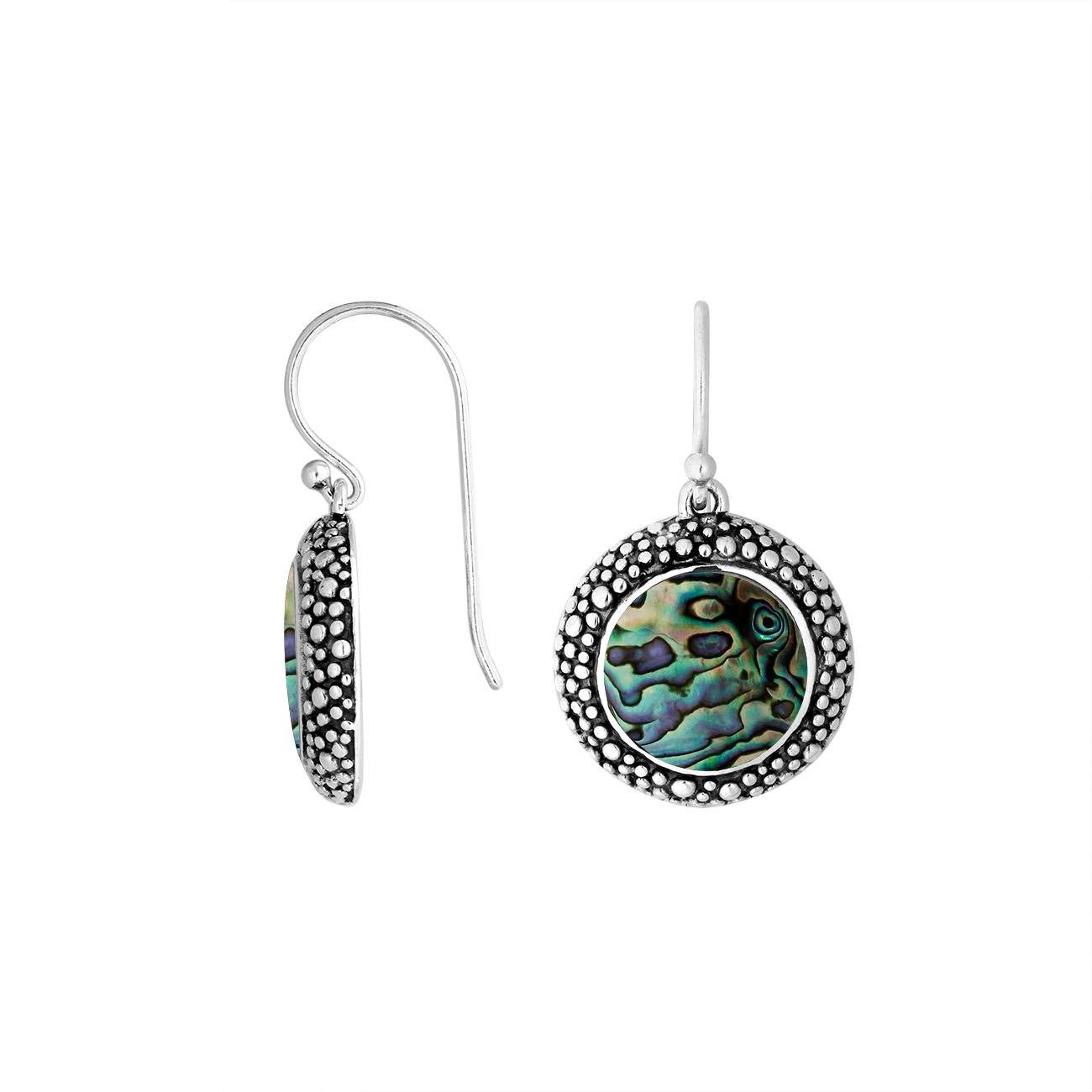 AE-6280-AB Sterling Silver Round Shape Earring With Abalone Shell Jewelry Bali Designs Inc 