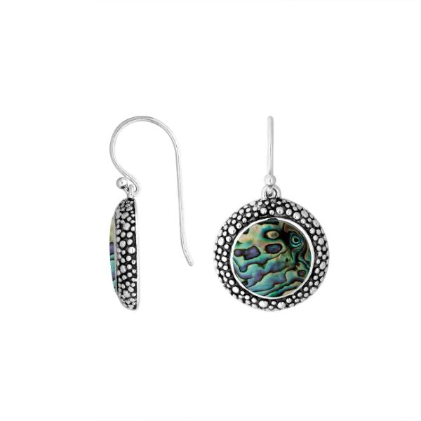 AE-6280-AB Sterling Silver Round Shape Earring With Abalone Shell Jewelry Bali Designs Inc 
