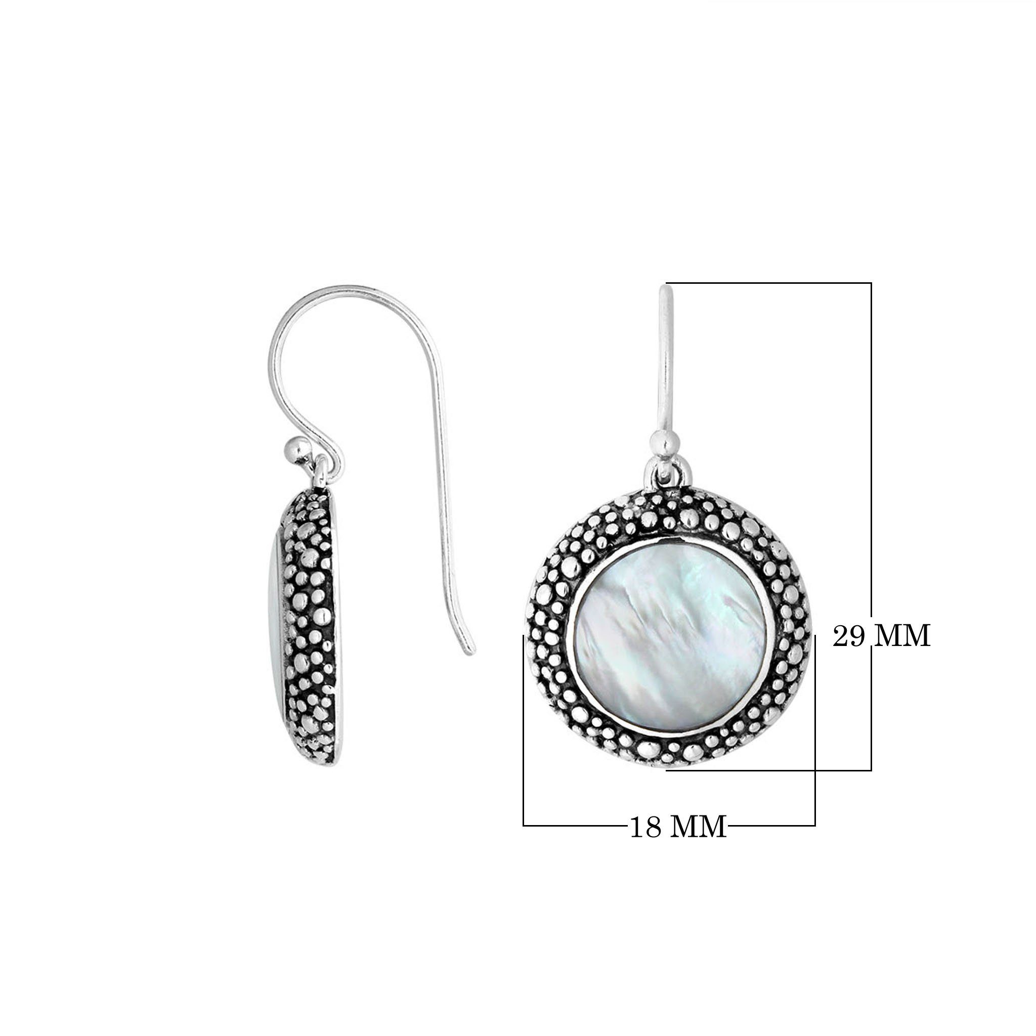 AE-6280-MOP Sterling Silver Round Shape Earring With Mother Of Pearl Jewelry Bali Designs Inc 