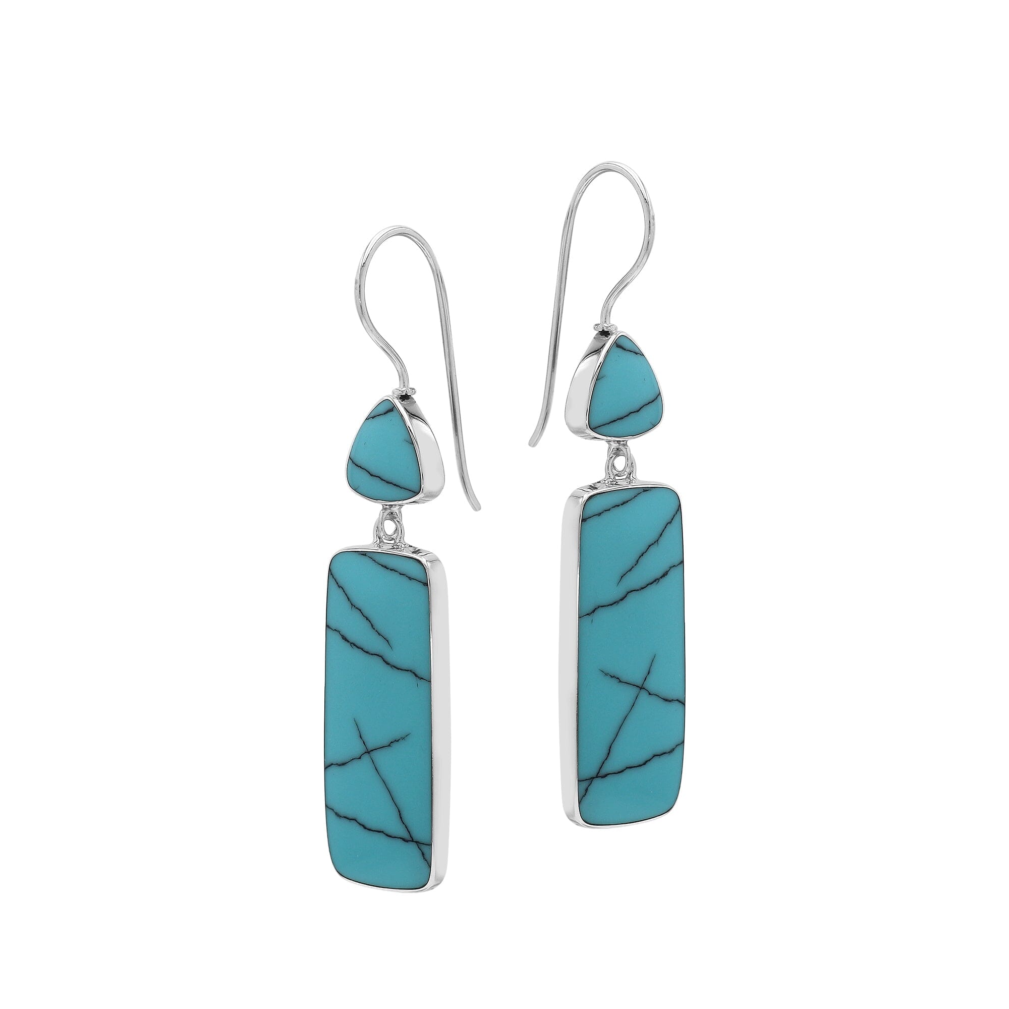 AE-6282-TQ Sterling Silver Earring With Turquoise Shell Jewelry Bali Designs Inc 