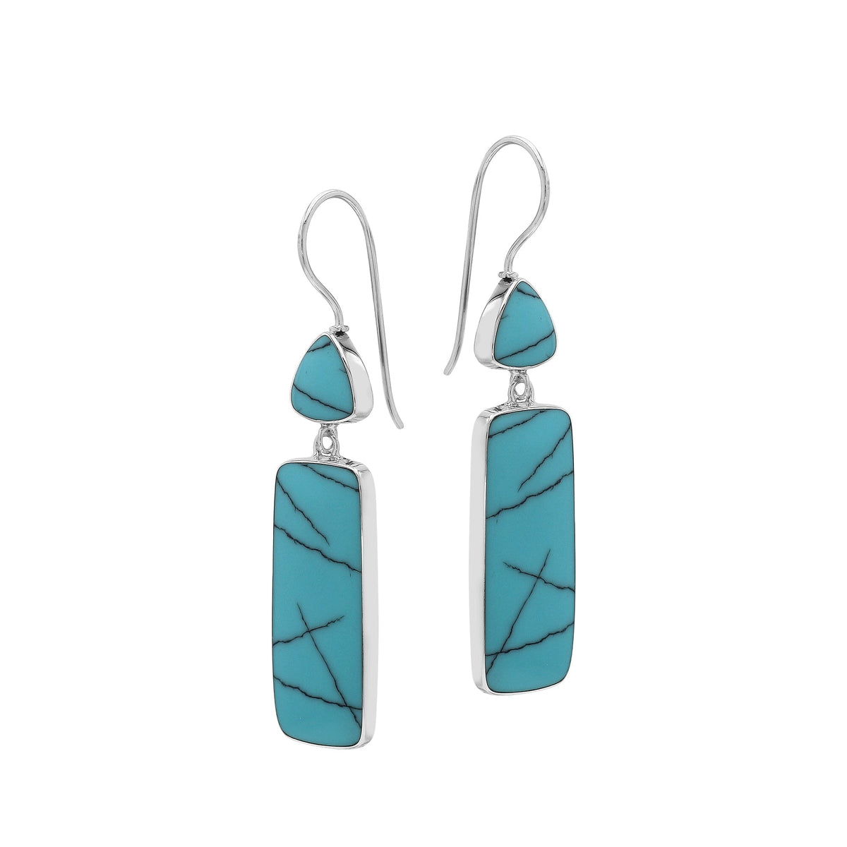 AE-6282-TQ Sterling Silver Earring With Turquoise Shell Jewelry Bali Designs Inc 