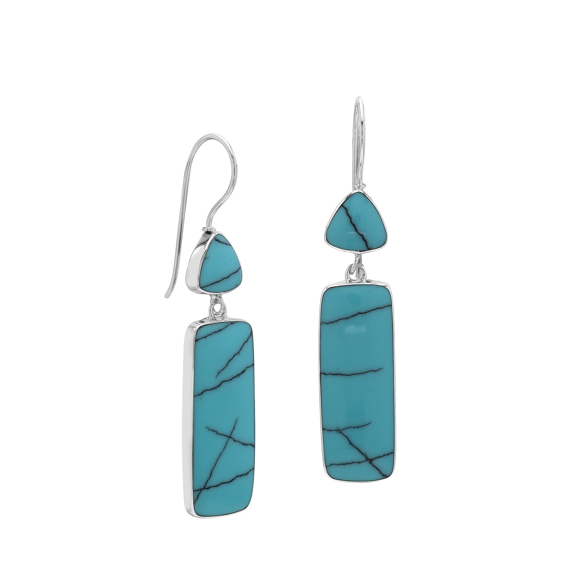AE-6282-TQ Sterling Silver Earring With Turquoise Shell Jewelry Bali Designs Inc 