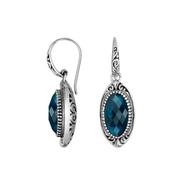AE-6285-LBT Sterling Silver Earring With London Blue Topaz Q. Jewelry Bali Designs Inc 