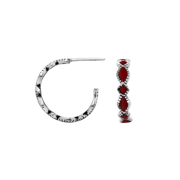 AE-6287-CR Sterling Silver Earring With Coral Jewelry Bali Designs Inc 