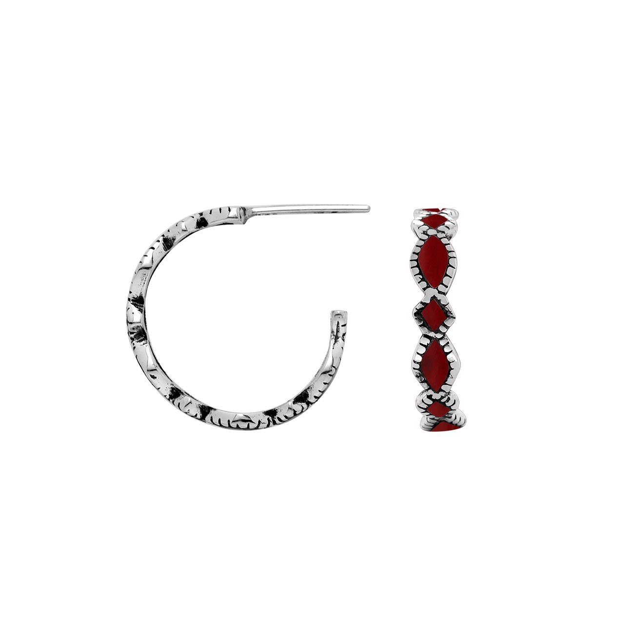 AE-6287-CR Sterling Silver Earring With Coral Jewelry Bali Designs Inc 