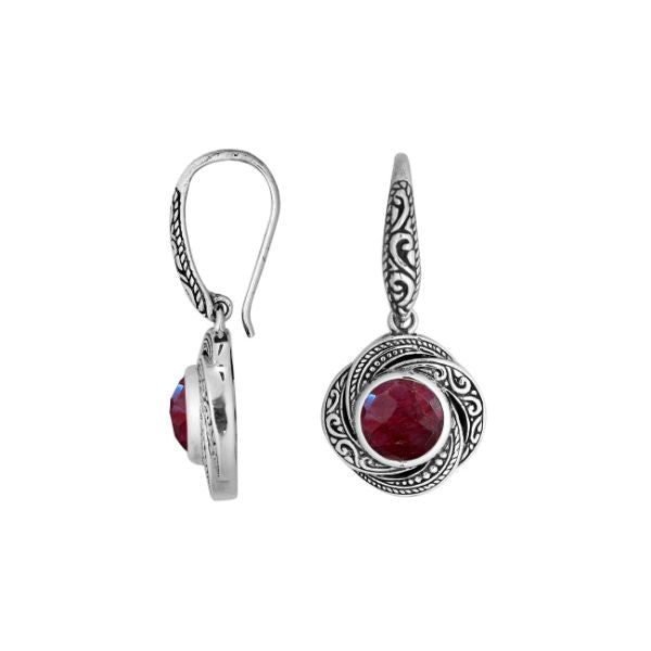 AE-6291-RB Sterling Silver Earring With Ruby Jewelry Bali Designs Inc 