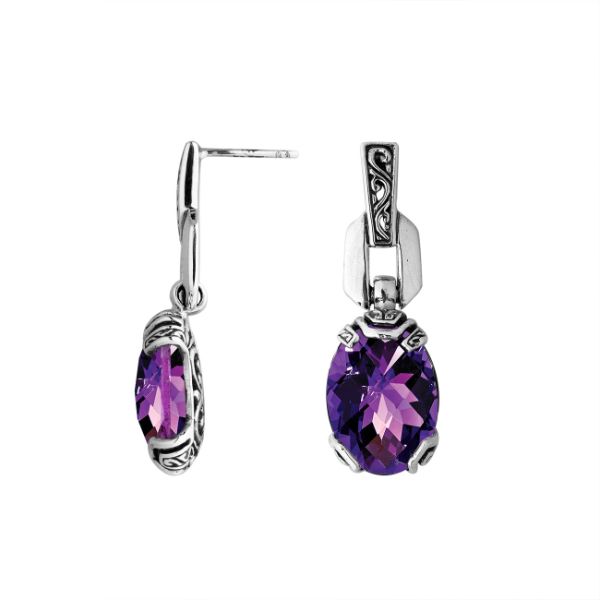 AE-6293-AM Sterling Silver Earring With Amethyst Q. Jewelry Bali Designs Inc 