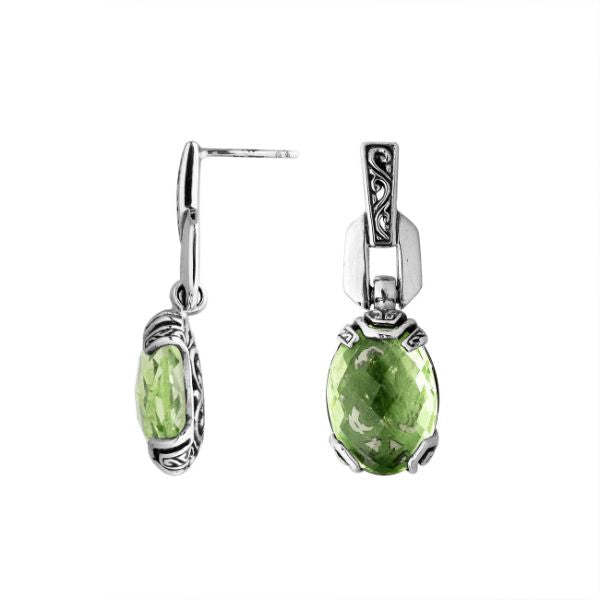 AE-6293-GAM Sterling Silver Earring With Green Amethyst Q. Jewelry Bali Designs Inc 