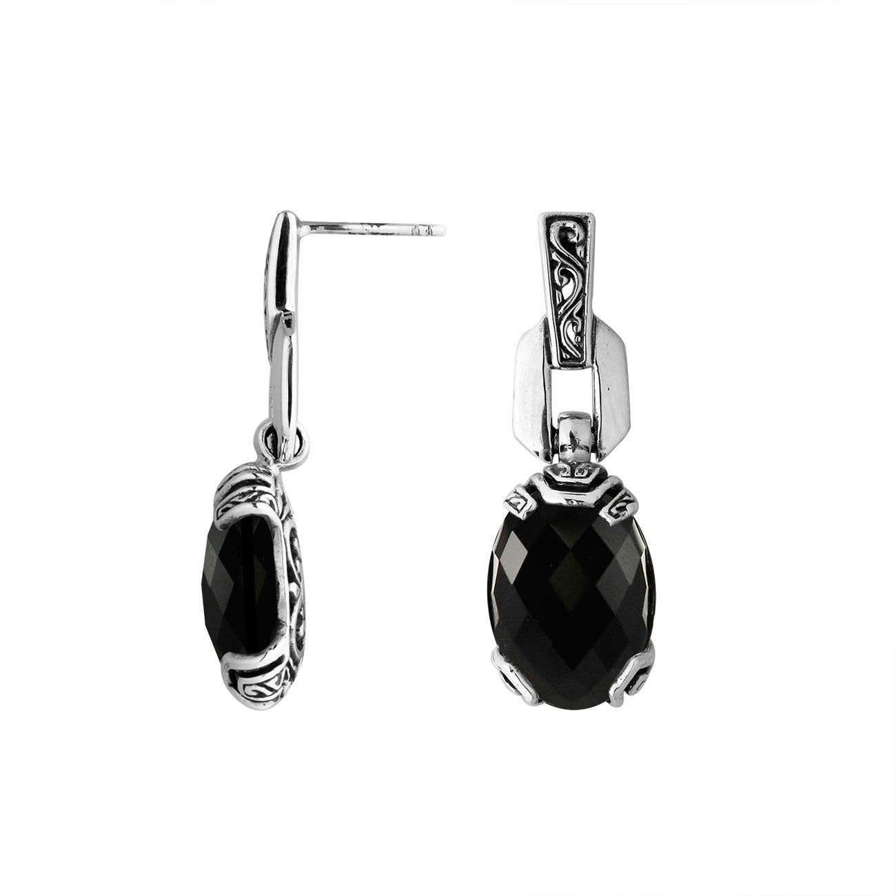 AE-6293-OX Sterling Silver Earring With Black Onyx Jewelry Bali Designs Inc 