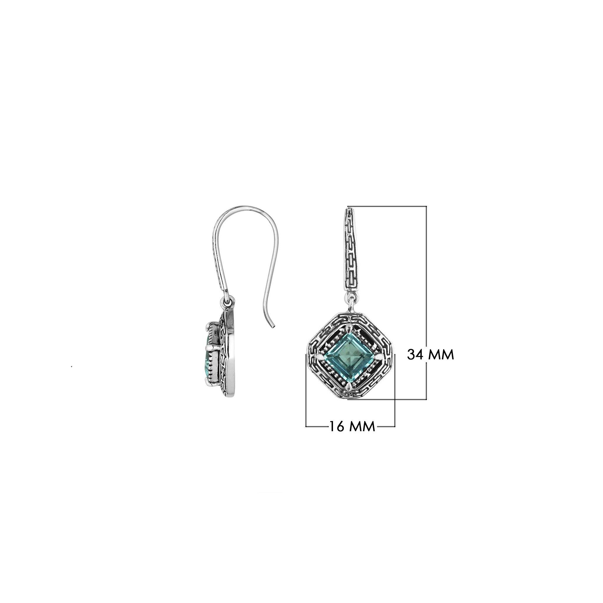 AE-6294-BT Sterling Silver Earring With Blue Topaz Q. Jewelry Bali Designs Inc 