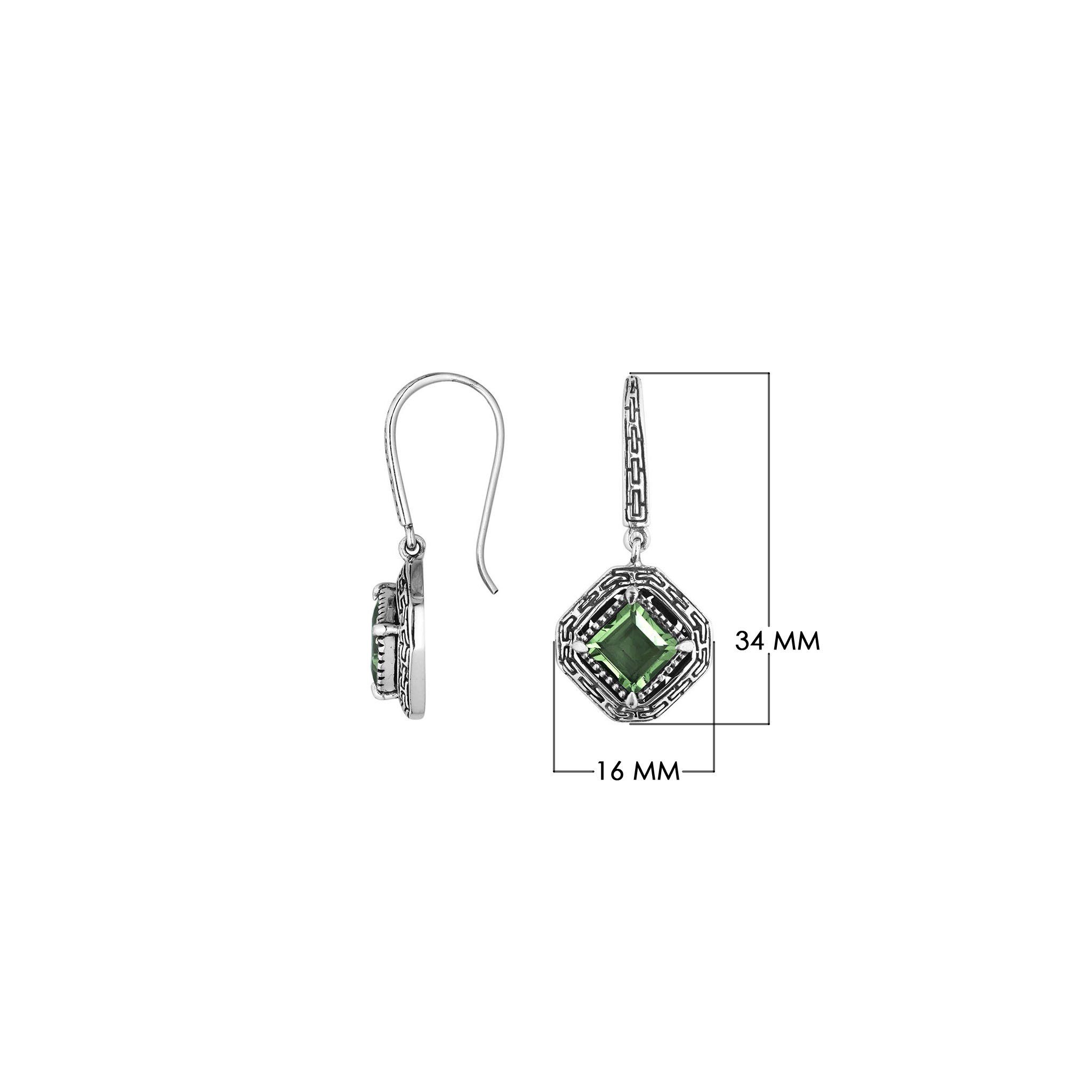 AE-6294-GAM Sterling Silver Earring With Green Amethyst Q. Jewelry Bali Designs Inc 