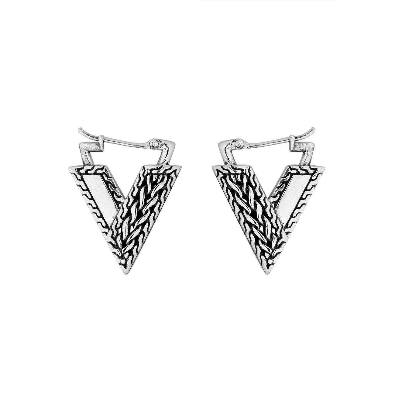AE-6297-S Sterling Silver Earring With Plain Silver Jewelry Bali Designs Inc 