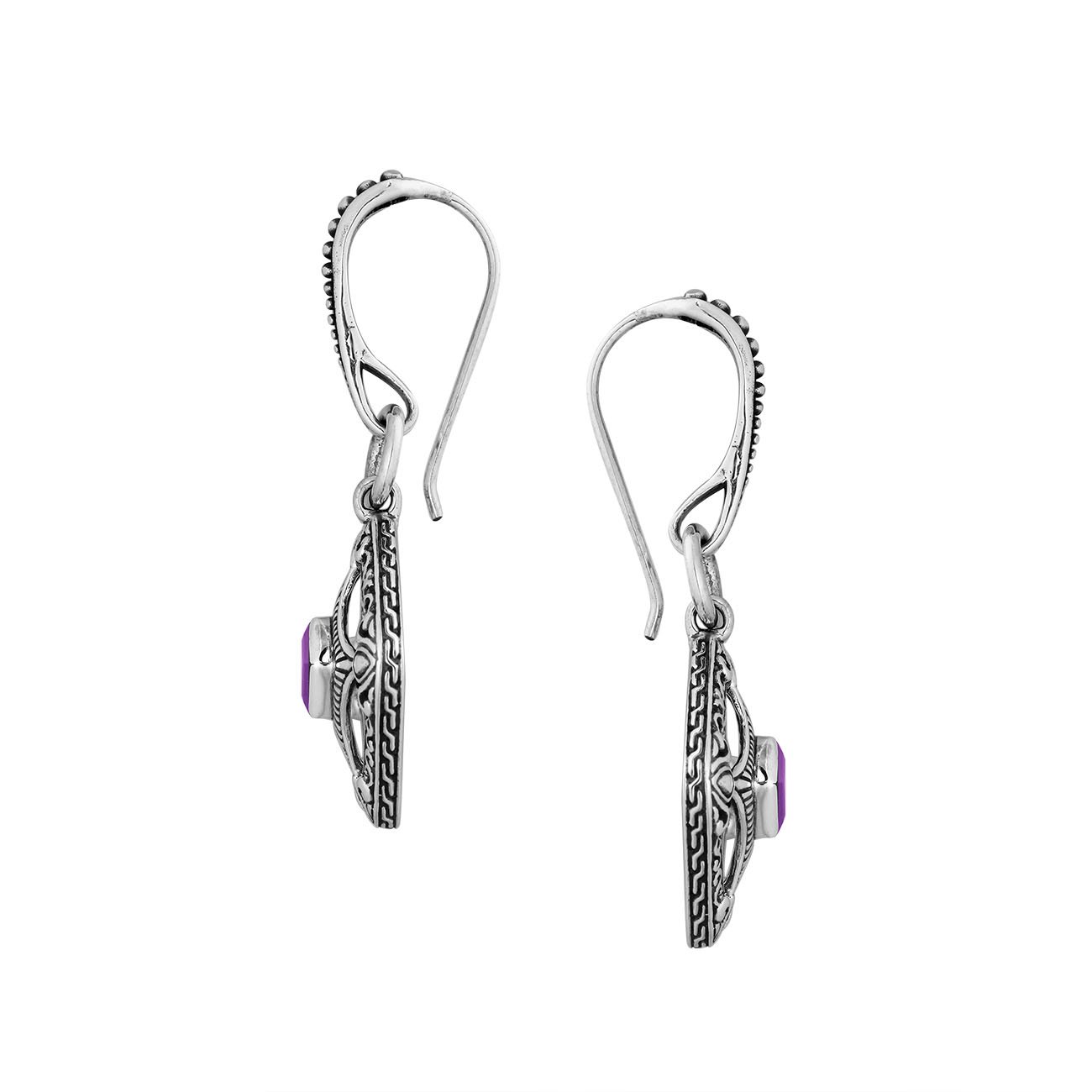 AE-6298-AM Sterling Silver Cushion Shape Earring With Amethyst Jewelry Bali Designs Inc 