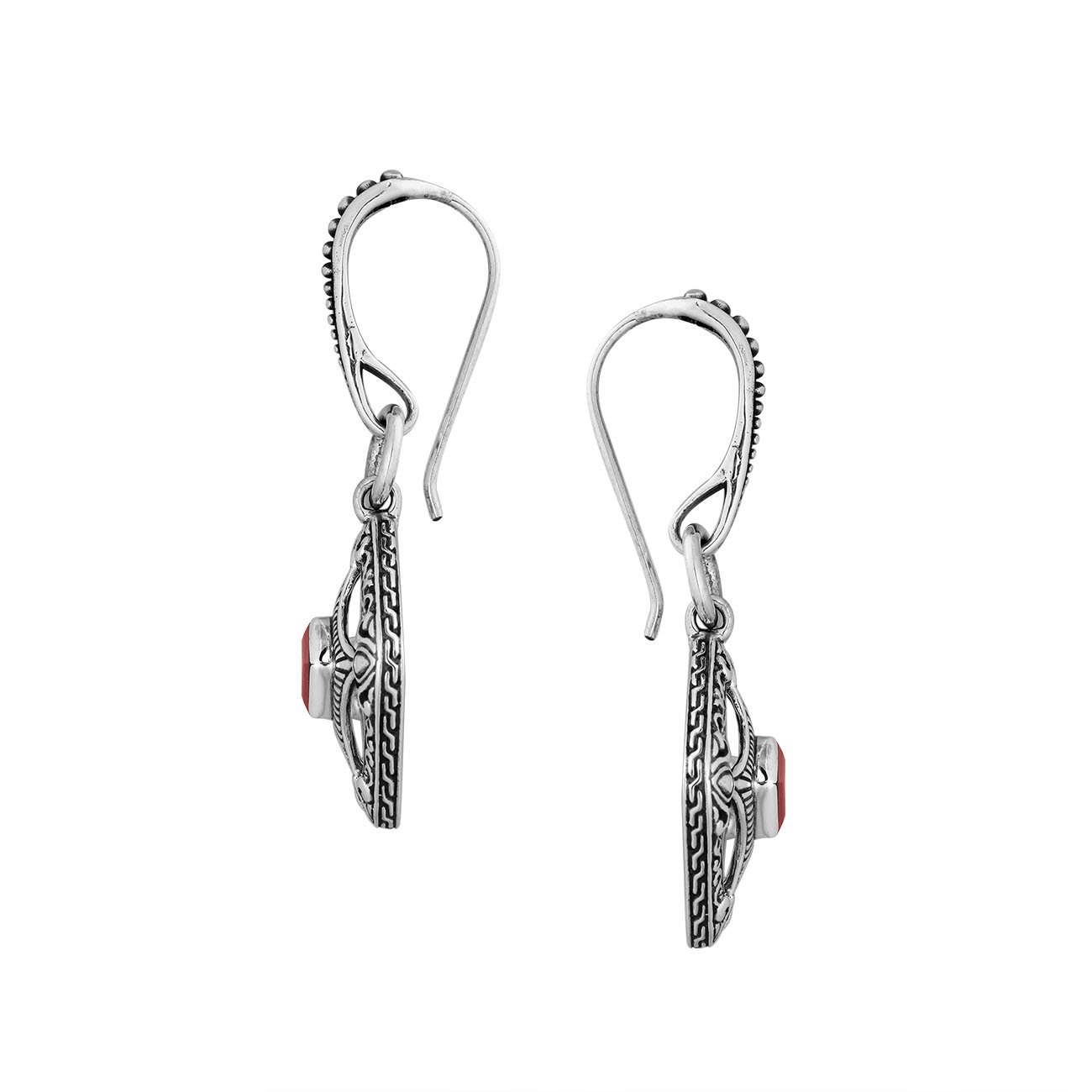 AE-6298-GA Sterling Silver Cushion Shape Earring With Garnet Jewelry Bali Designs Inc 