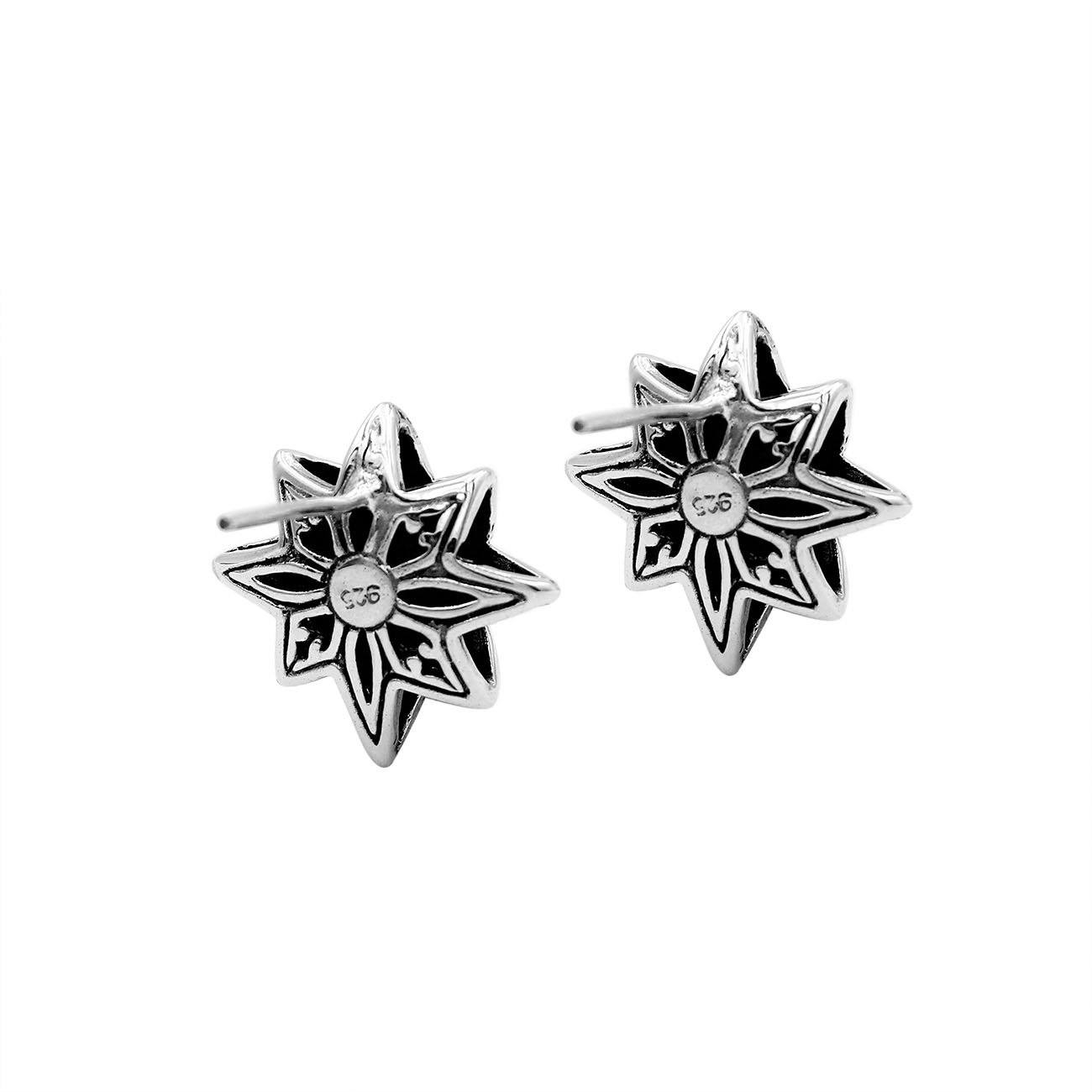 AE-6299-S Sterling Silver Delightful charming Compass Shape Earring With Plain Silver Jewelry Bali Designs Inc 