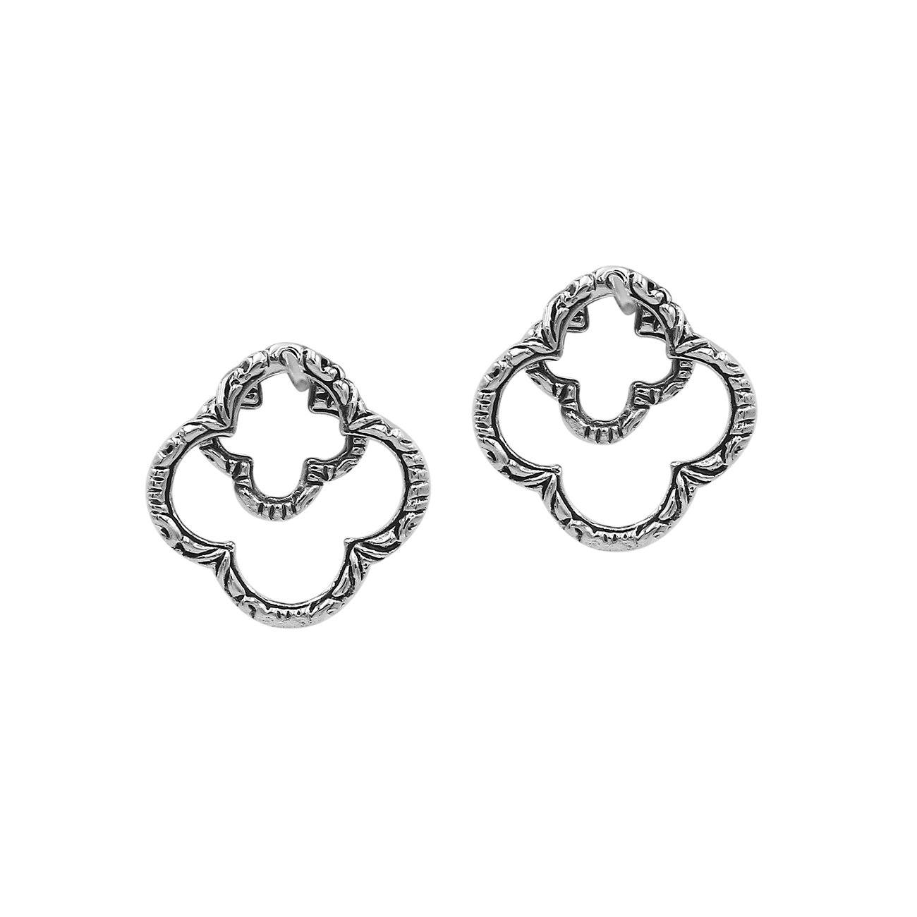 AE-6301-S Sterling Silver Beautiful Simple Designer Earring With Plain Silver Jewelry Bali Designs Inc 
