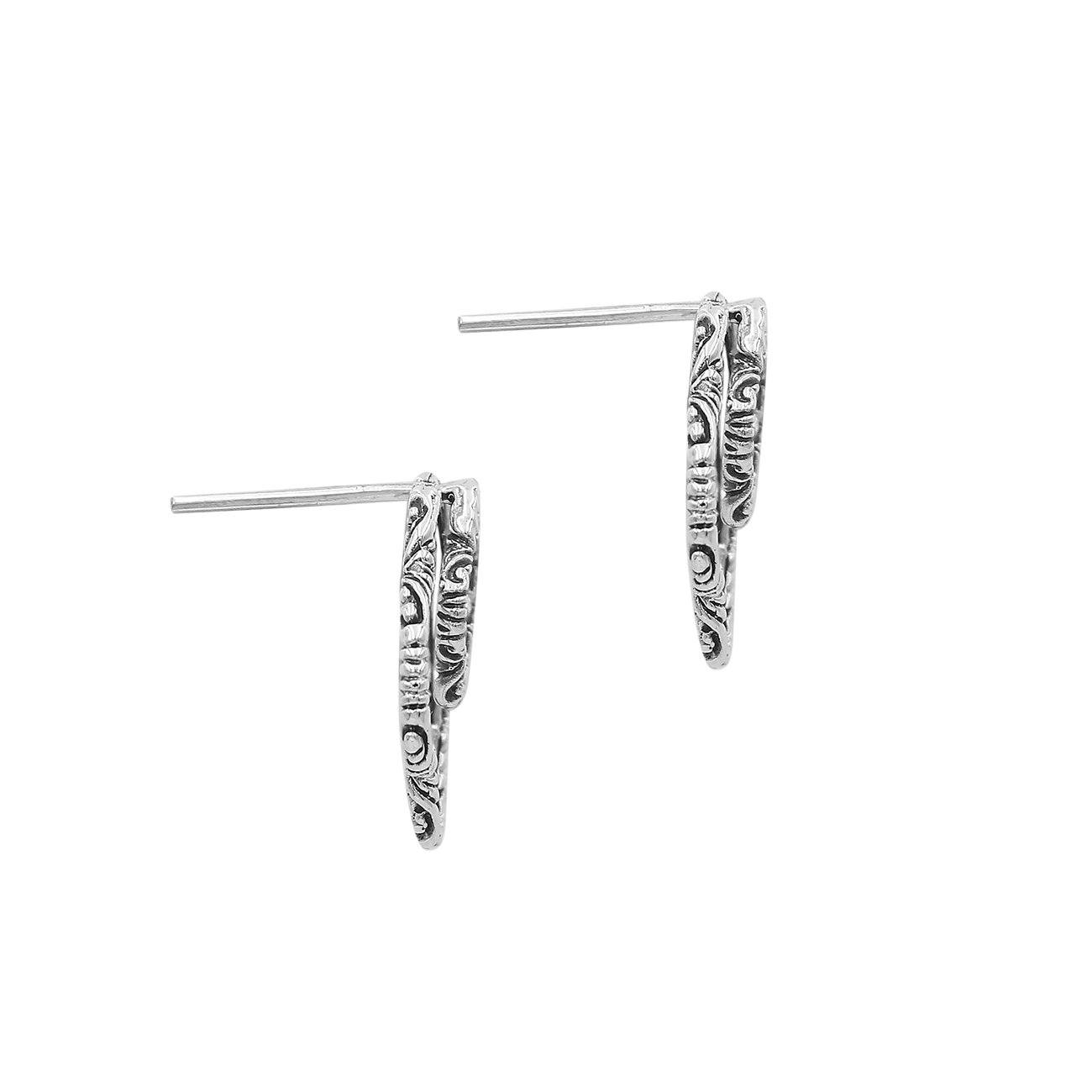 AE-6301-S Sterling Silver Beautiful Simple Designer Earring With Plain Silver Jewelry Bali Designs Inc 