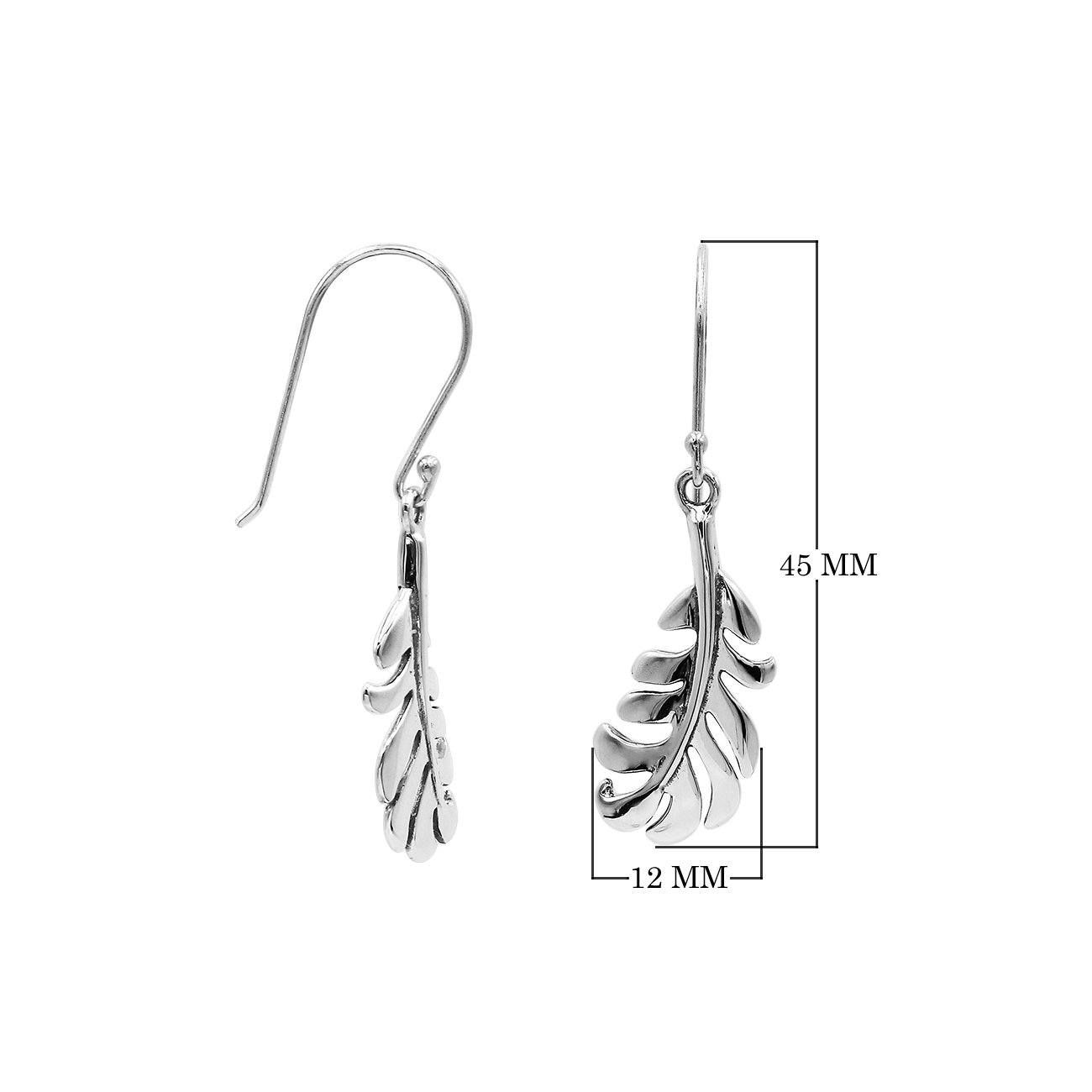 AE-6302-S Sterling Silver Beautiful Simple Designer Feather Earring With Plain Silver Jewelry Bali Designs Inc 