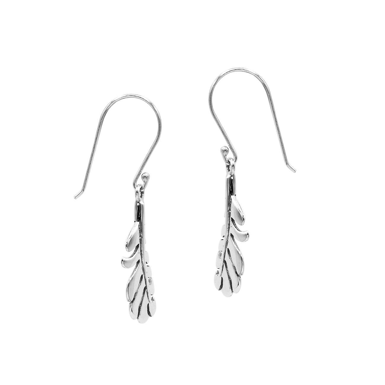 AE-6302-S Sterling Silver Beautiful Simple Designer Feather Earring With Plain Silver Jewelry Bali Designs Inc 