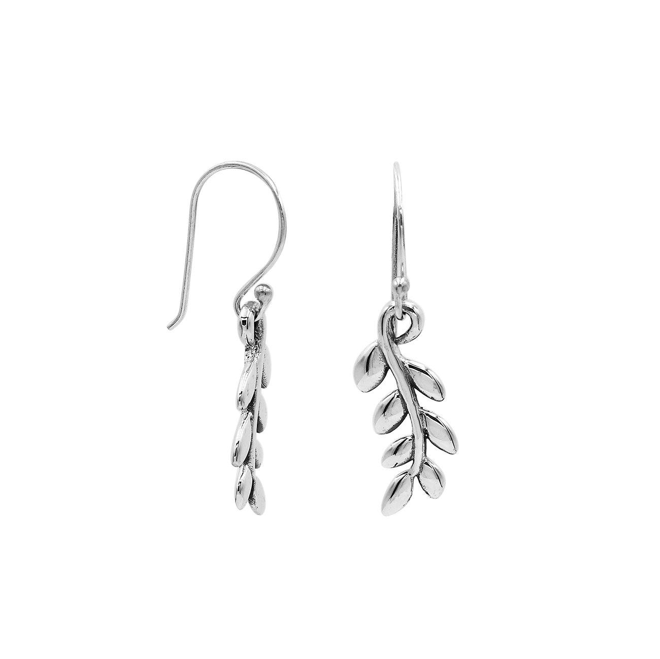 AE-6305-S Sterling Silver Beautiful Simple Designer Leaf Earring With Plain Silver Jewelry Bali Designs Inc 