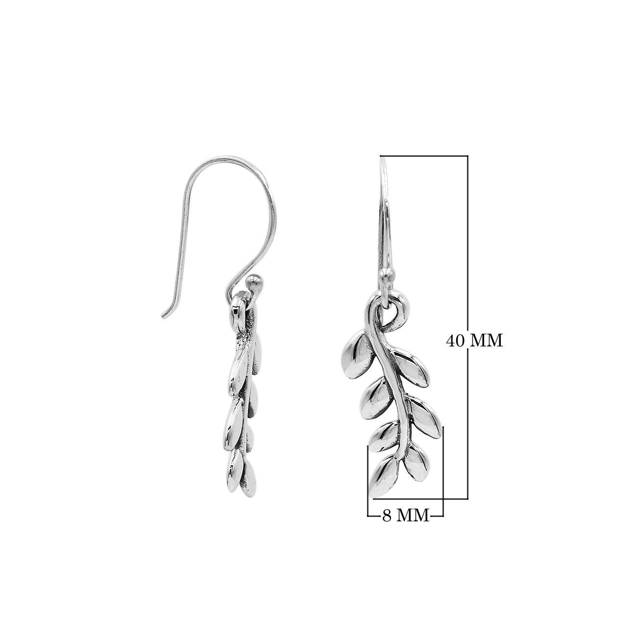 AE-6305-S Sterling Silver Beautiful Simple Designer Leaf Earring With Plain Silver Jewelry Bali Designs Inc 