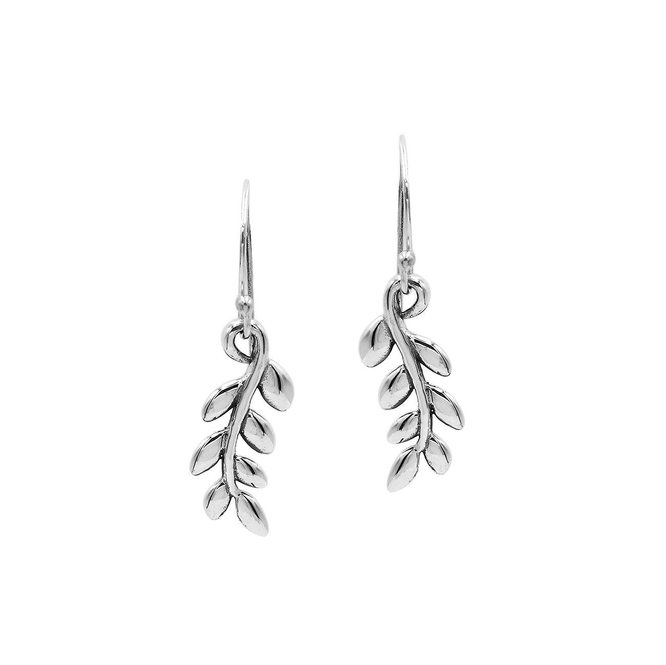 AE-6305-S Sterling Silver Beautiful Simple Designer Leaf Earring With Plain Silver Jewelry Bali Designs Inc 